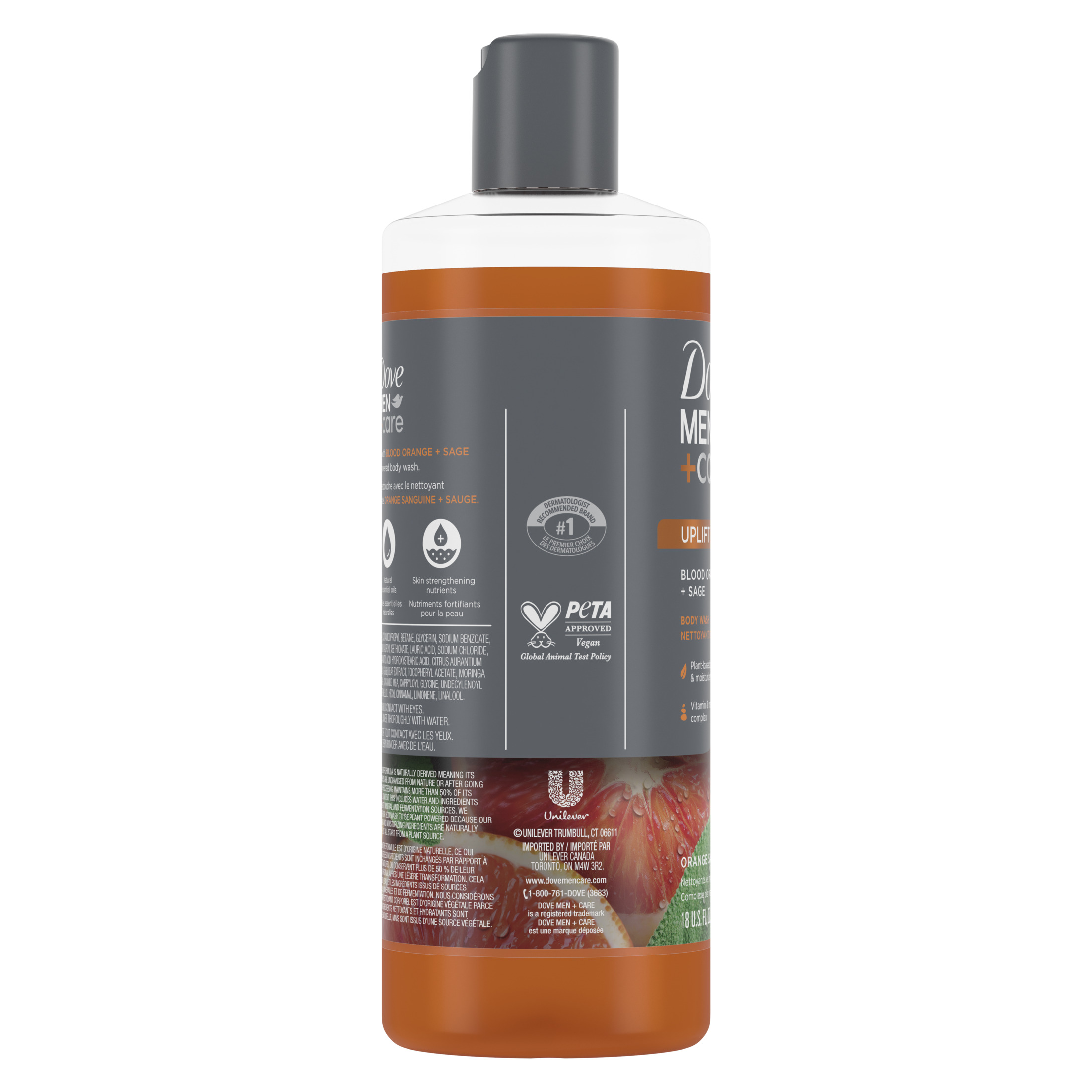 Dove Men+Care Liquid Body Wash Blood Orange + Sage, Plant-Based Cleanser All Skin Type, 18 oz - image 5 of 8
