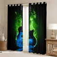 thumbnail image 2 of Homewish Music Instrument Pattern Blackout Curtains Set of 2 (52x84 Each),Electric Guitar Window Curtains,Green Blue Black Curtains and Drapes For Teens,Luxury Bedroom Decor, 2 of 6