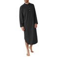 thumbnail image 1 of xiaxaixu Men's Spring Autumn Arab Shirt Solid Color Long Sleeve Button Down Long Gown Thobe Robe, 1 of 6