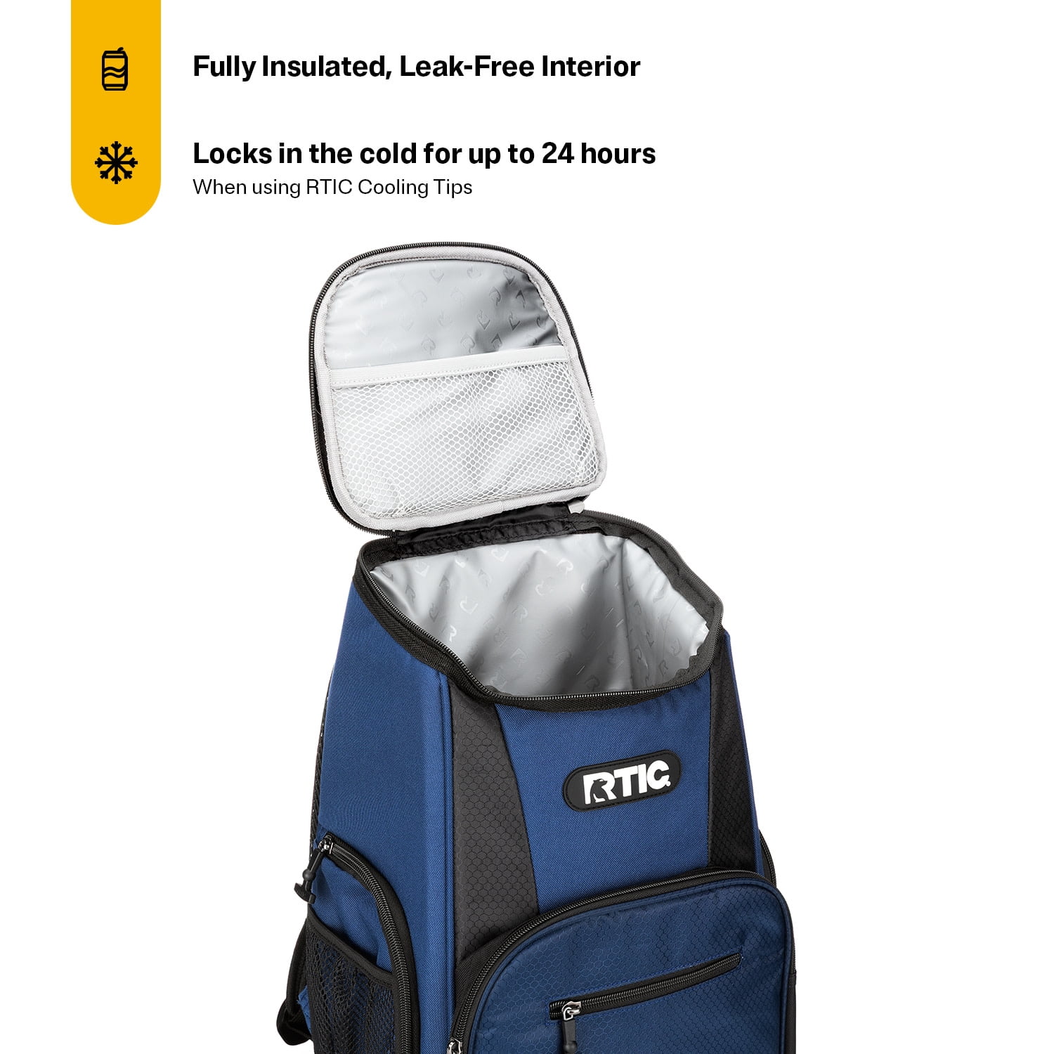 RTIC 15-Can Lightweight Cooler Backpack with Pockets, Navy & Black