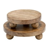 Sagebrook Home Natural Round Wood Set Of 2 Riser Trays - Walmart.com