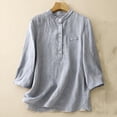thumbnail image 2 of Yuyuzo Womens 3/4 Length Sleeve Tops Casual Half Button down Fall Shirts Lapel Collared Loose Comfy Top, 2 of 6