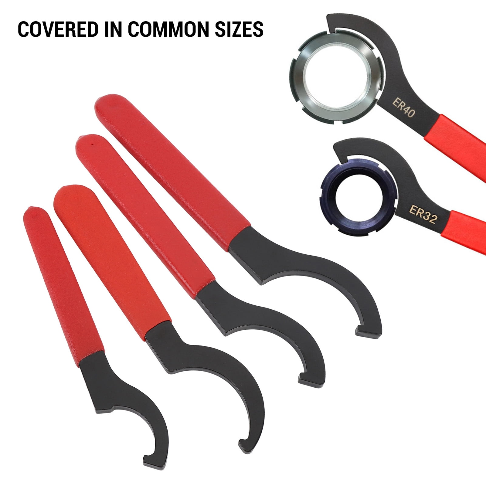 YAHHU 4Pcs Coilover Spanner Wrench Set Universal Shock Adjustable Spanners APU16 ER32 ER40 (9.84 inches / 25.0 cm) for Business Plumbing Automotive