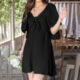 thumbnail image 6 of WENWU Womens Dresses 2024 Spring Summer Deep V Neck Elegant Bow Tie Mini Dress S XL Casual Knee Length Dresses for Women Maxi for Women, 6 of 7