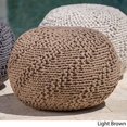 thumbnail image 5 of Christopher Knight Home Aria Outdoor Fabric Weave Pouf, Light Brown, 5 of 5