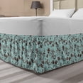 thumbnail image 1 of Floral Bed Skirt, Rhythmic Curlicue Flowers Leaves Classic Print with Shadows Silhouettes, Elastic Bedskirt Dust Ruffle Wrap Around for Bedding Decor, 4 Sizes, Pale Seafoam and Brown, by Ambesonne, 1 of 2