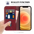 thumbnail image 3 of iPhone 12 Case, iPhone 12 Pro Wallet Case with Credit Card Holder Viewing Stand Function TPU Inner Shockproof Folio Flip Cover Case Compatible with iPhone 12/12 Pro 5G 6.1 inch - Wine Red, 3 of 8