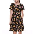 thumbnail image 1 of Balery Rose Flower Bear Vestidos sueltos de manga corta para mujer, vestidos de verano 2025, vestidos casuales de corte A con vuelo., 1 of 6