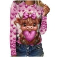 thumbnail image 4 of Blmnix Spring Shirts for Women 2026 Valentine Graphic Pullover Shirts Long Sleeve Crew Neck Pink Workout Tops for Women,L, 4 of 8