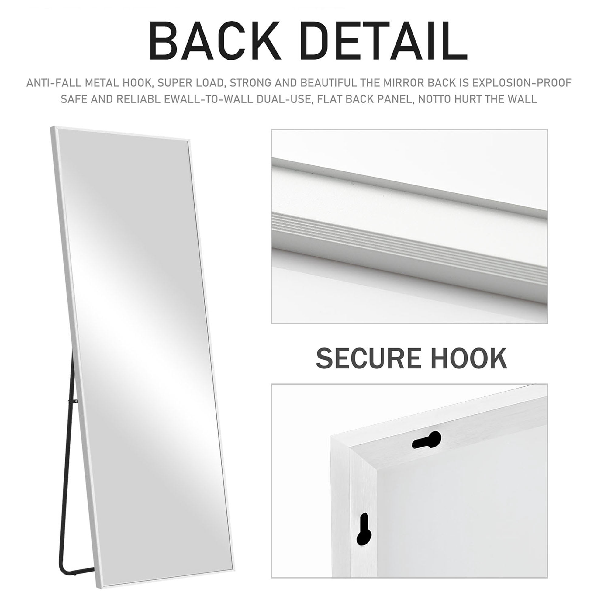 19 in x 58 in White Modern Floor Mirror