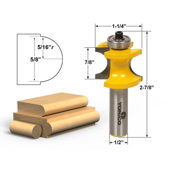 Yonico Bullnose Router Bit 5/16"r - 5/8" Bead - 1/2" Shank - 13116