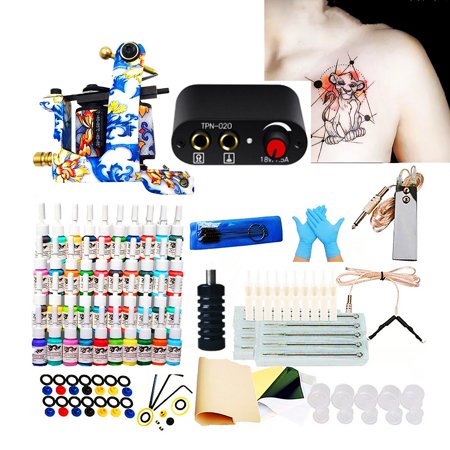 Lism Tättoo Machine Kit with Power Supply, Professional Tättoo Supplies Set for Artists and Beginners, Blue