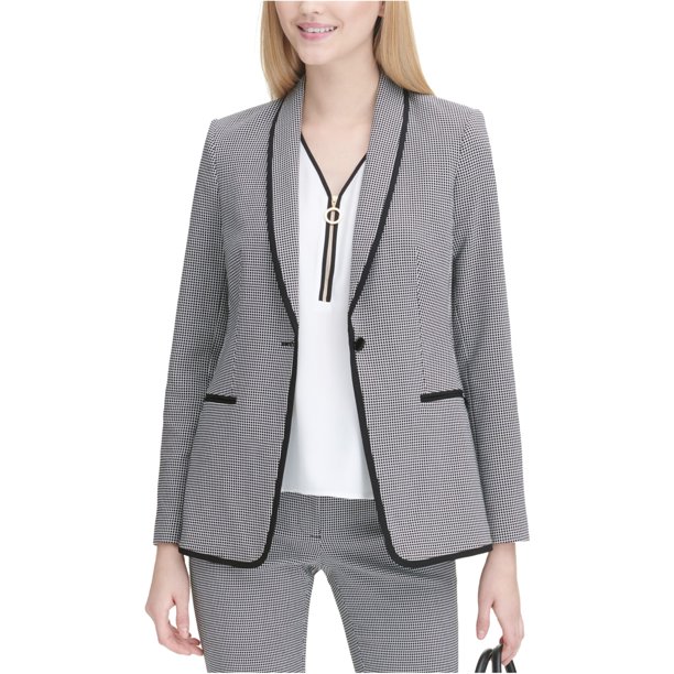 Chaqueta con ribete de un botón Calvin Klein para mujer color negro 2P