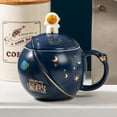 thumbnail image 4 of ZHAOCHENG Bonitas tazas de astronauta con tapa, novedosa taza de café de cerámica, taza de leche con forma de hongo Ember Morning, taza de té azul marino de 400 ml/15 oz, 4 of 5