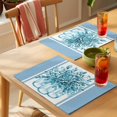 thumbnail image 4 of Eucalyptus Aqua Placemats Set of 8 Stripes Bottle Flower Cactus Plant Place Mats Indoor Wipeable Table Mats Washable Cloth Dining Table Placemats for Kitchen Holiday Party Home Decor 13x19 Inch, 4 of 9