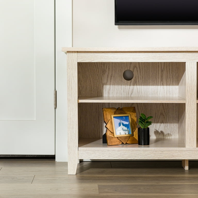 Woven Paths Open Storage TV Stand for TVs up to 80, White Wash -  Walmart.com