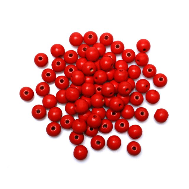 Perlas de madera redondas rojas de 14 mm, 200 unidades, de Beads Woodeni