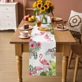 thumbnail image 2 of Summer Pink Flamingos Table Runner 72 Inches, Tropical Floral Leaves Cactus Bed Runner Dresser Scarves Tabletop for Indoor Outdoor Parties/Ceremony/Banquet, 14" x 72", 2 of 9