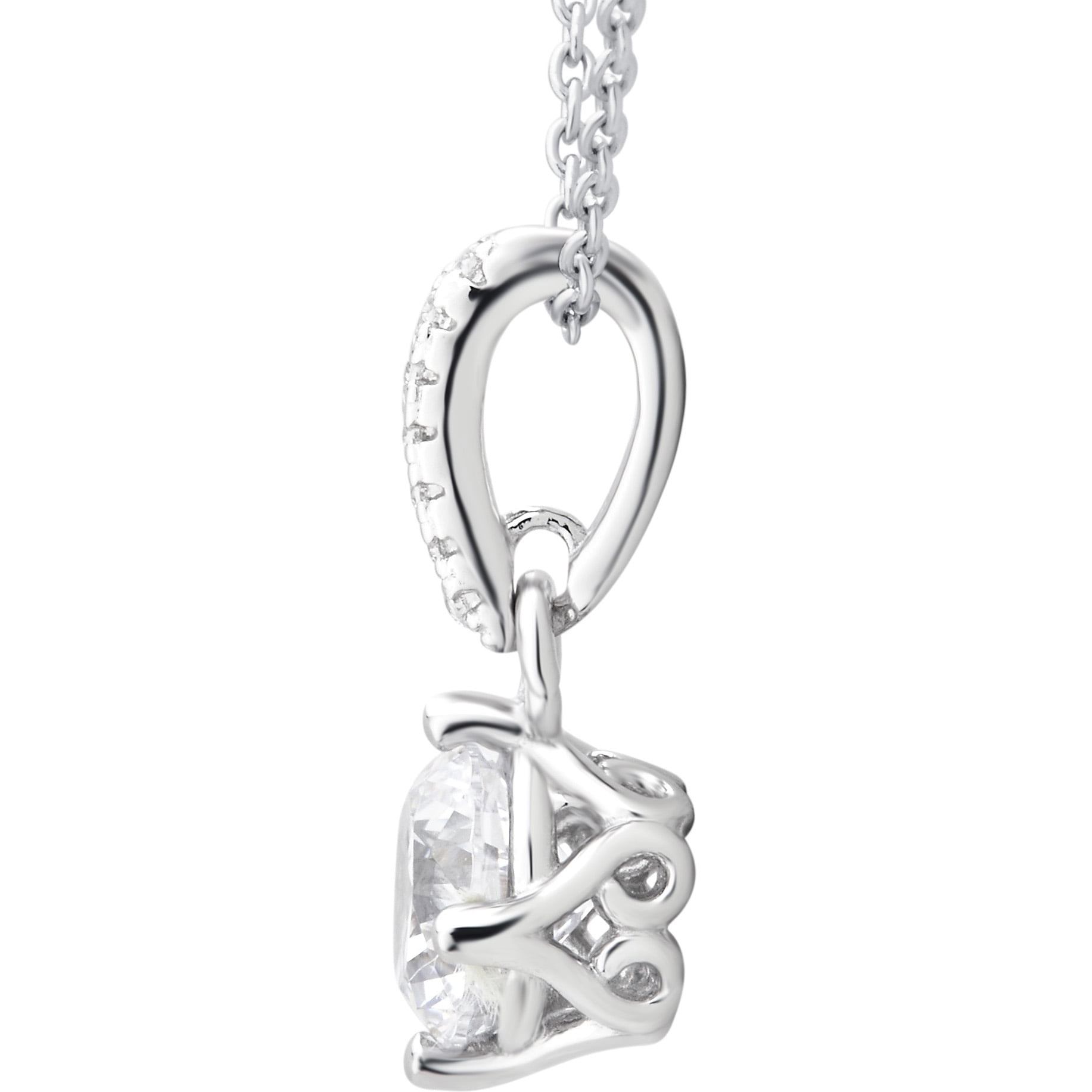 Arista Cubic Zirconia, Women's Solitaire Fashion Pendant in Sterling Silver, 18"