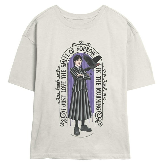 Juniors Wednesday Love the Smell of Sorrow Pose T Shirt