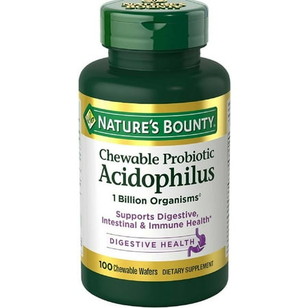 Nature's Bounty Acidophilus with Lactis Dietary Supplement Chewable Wafers, 100 count