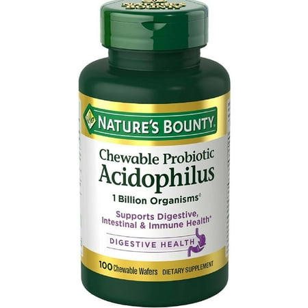 Nature's Bounty Acidophilus with Lactis Dietary Supplement Chewable Wafers, 100