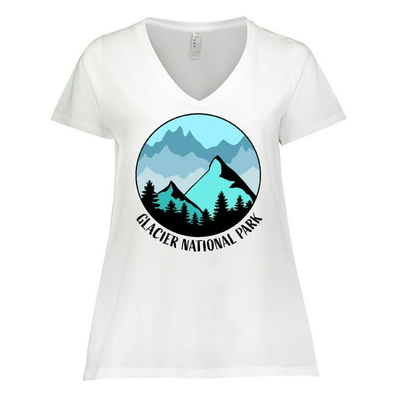 Inktastic Glacier National Park Montana Mountains Women's Plus Size V-Neck T-Shirt
