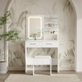 thumbnail image 4 of IDEALHOUSE White, 2 Drawers, Dressers Vanity Table, Mirror, Cabinet, Open Shelves, Charging Station, Stool, 4 of 8