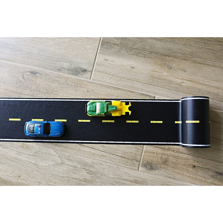 Sprite World Play Road Tape for Toy Cars & Trains 3 Rolls 1.9 x16.4' Straight Curve Track Traffic Signs – Kids Gifts
