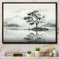 thumbnail image 1 of Designart Grey Traditional black framed wall art, Tree black framed wall art, Grey White Minimalism Tree Ink euphony I , Trees framed wall art decor, 40x30 inches black frame, 1 of 5