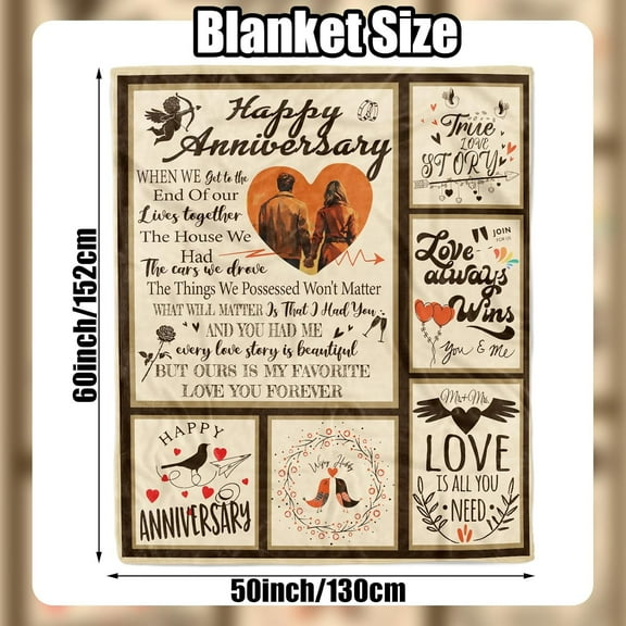Wedding for Her Him Wife Husband Couple Happy Anniversary Throw Blanket for Mom Dad Parents Soft Fleece Flannel Marriage Blanket for Girlfriend Boyfriend Hubby Wifey Lover 50x60