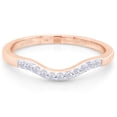 thumbnail image 2 of AFFY White Natural Diamond Accent Curved Matching Wedding Band Ring In 10k Rose Gold (0.06 Cttw), Ring Size 6.5, 2 of 6