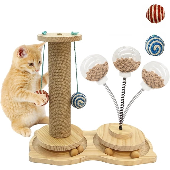 AmgoCat Scratching Post & Interactive Cat Toy Ball with 0.7 Inch Feeding Hole