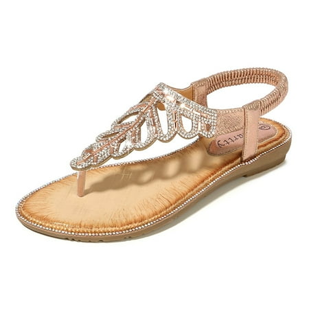 

Summer Women Ladies Bohemia Bling Flat Sandals Beach Casual Shoes