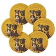 thumbnail image 2 of Dogs Black 6 Pcs Drink Coasters with Holder Absorbent Coasters Woven Coasters for Drinks Table Desk Protection Home Decor, 2 of 7