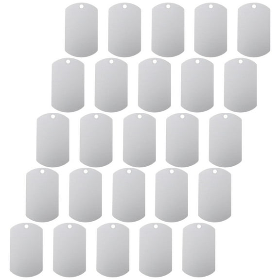 TEHAUX Silver Aluminum Dog Tags, Engraved Pet Id Tags, Lightweight and Durable for Storage 25Pcs