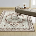 thumbnail image 6 of Everwash Treasure Rubia Indoor Traditional Medallion Machine Washable Area Rug, Ivory/Red, 6'6"x9'2", 6 of 10