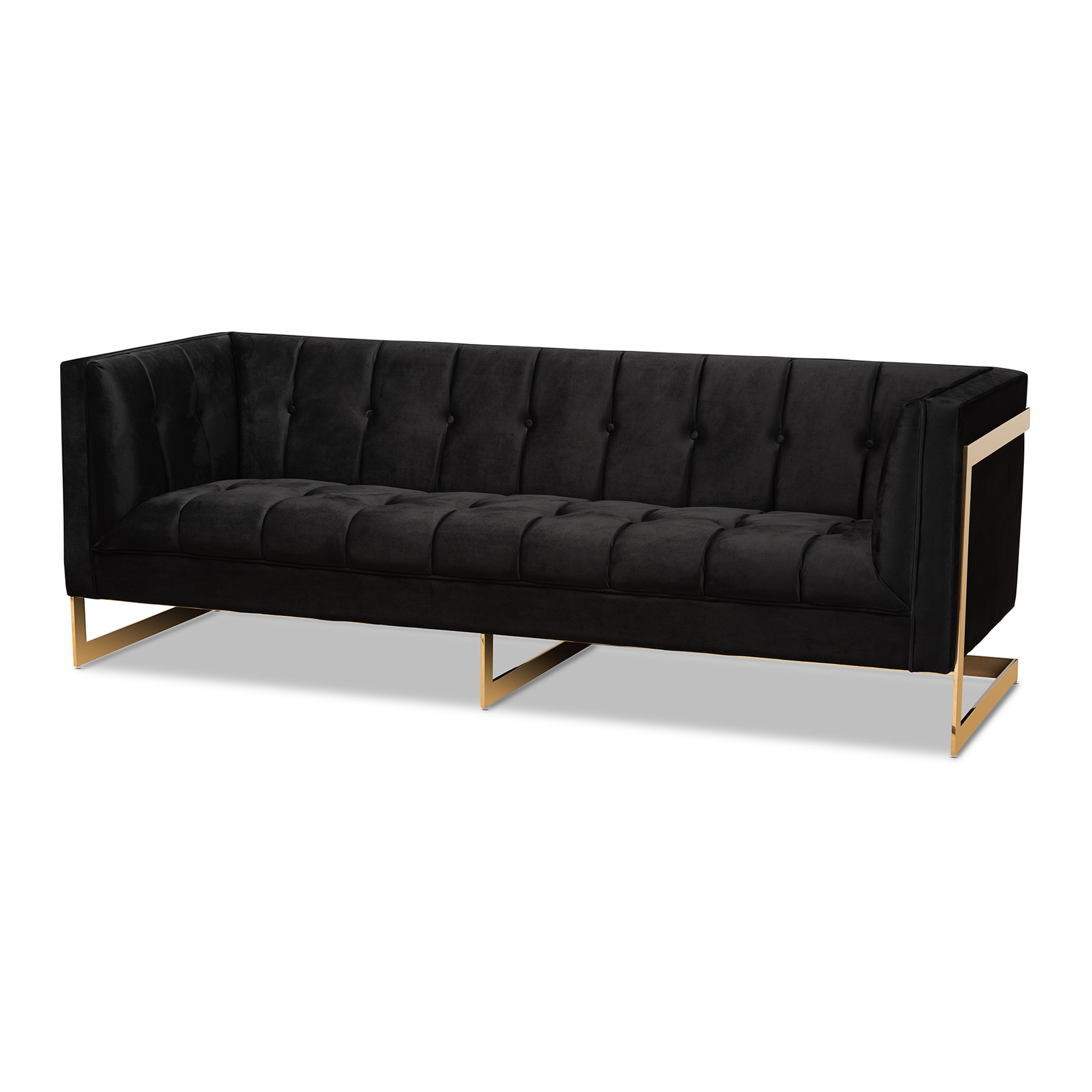 Baxton Studio Ambra Sofa, Black and Gold Fabric