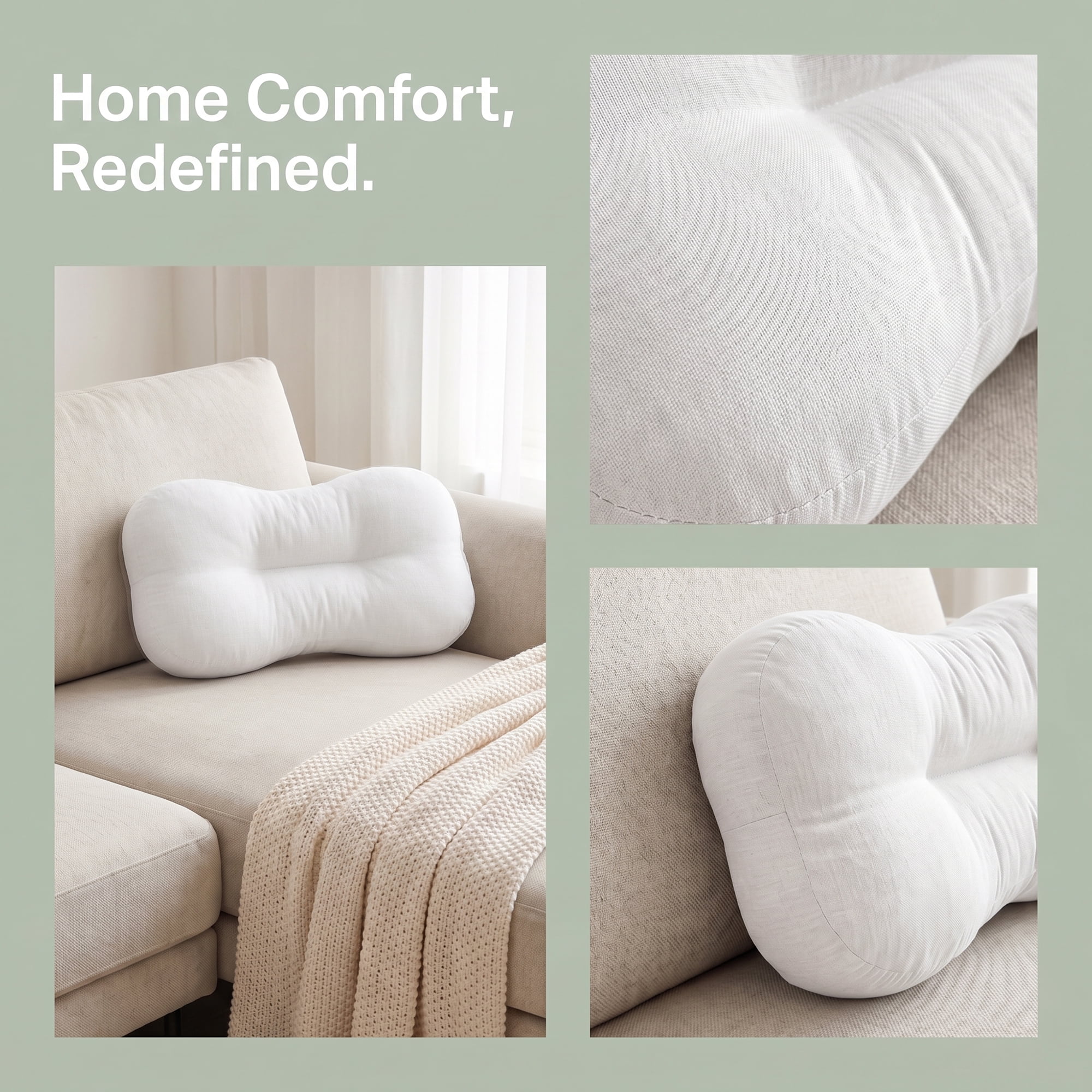 Unique Bargains Lumbar Support Pillow Back Support Beige 18.9" x 10.6"