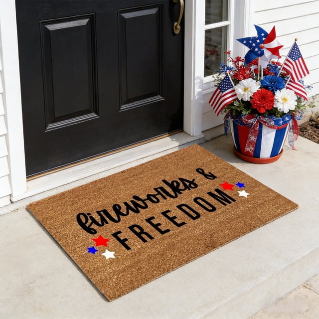 Non Slip Doormat Patriotic Entrance Rug, Durable Easy Clean Indoor Outdoor Floor Mat, Waterproof Entryway Rug for Kitchen Bathroom Laundry Room, Machine Washable Anti Skid Welcome Mat for Home Decor