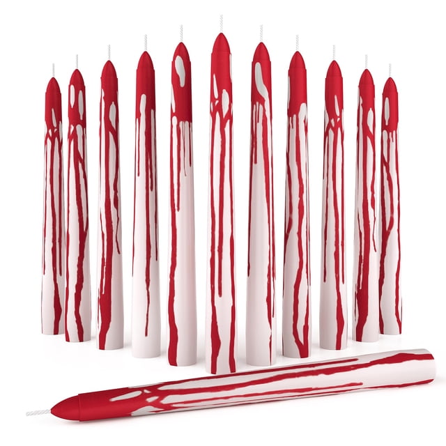 Juego de 12 velas CANDYAX, 20 cm, con forma de sangre, sin goteo