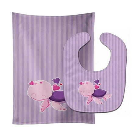 

Pink & Purple Turtle Baby Bib & Burp Cloth
