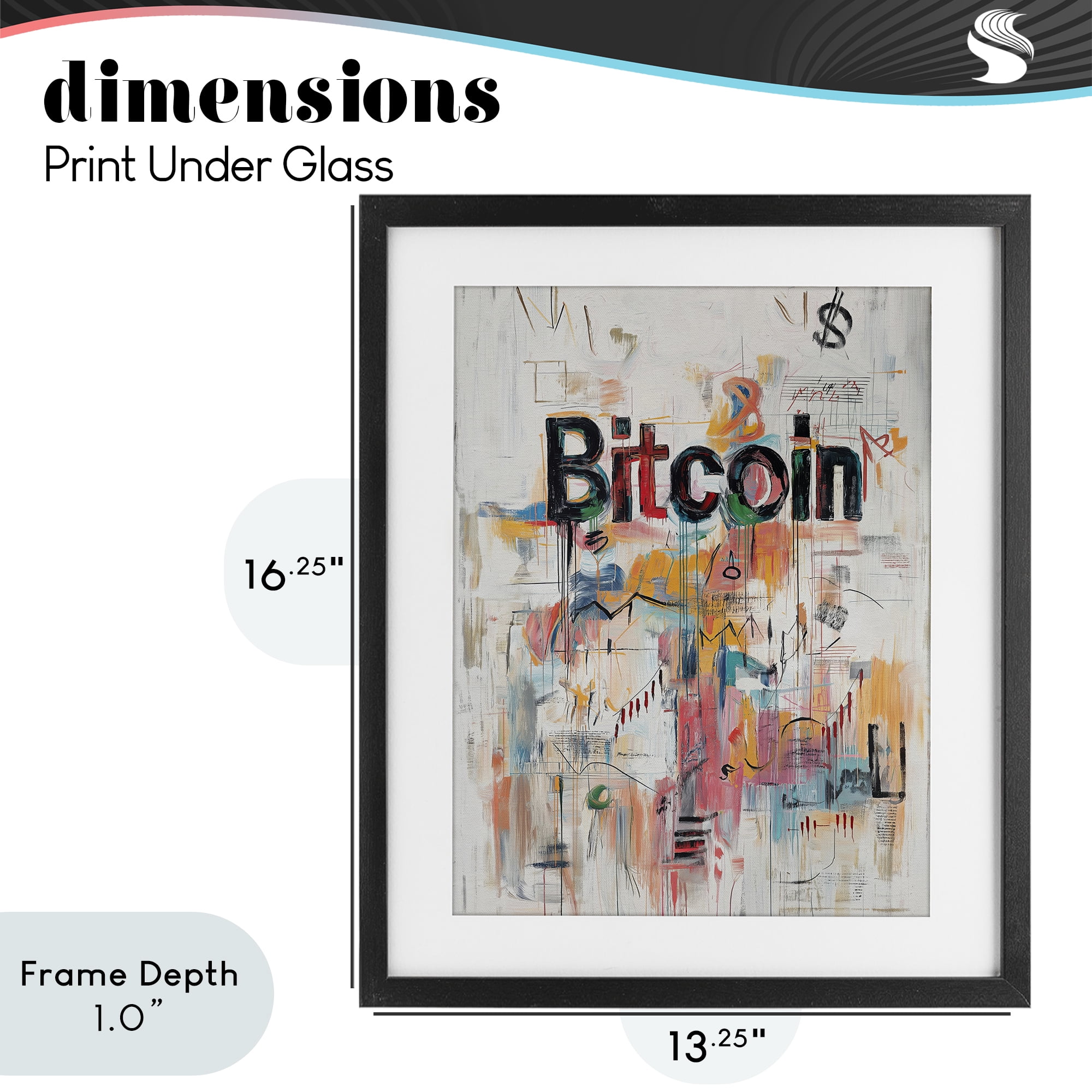 Stupell Industries Digital Currency Abstract Collage Black Framed Print Under Glass, design by Svetlana Aleynikova