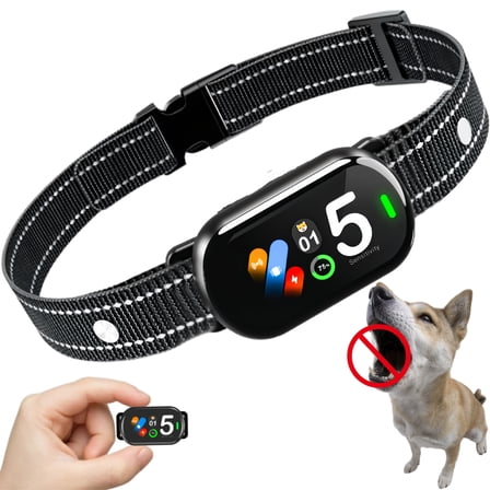 Smart Dog Bark Collar, AI-Powered Bark Detection Collar with 5 Modes & 5 Adjustable Sensitivity & Bark Counter, Waterproof Automatic Shock Collar for Small Medium Large Dogs 8-120lbs
