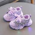 thumbnail image 2 of yboeqw Toddler Girls LED Light‑Up Casual Shoes Sequin Bow Ornament Hook‑and‑Loop Sneakers Flashing Sole Lightweight Non‑Slip Walking Shoes for Little Girls, 2 of 7