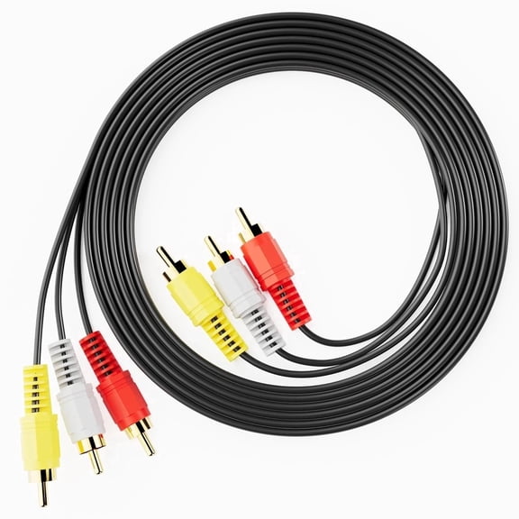 Pack of 5 3RCA Audio Video Cable, 5 Feet Black 24K Gold Plated RCA Male to Male Composite AV Cord, Compatible with Home Theater, Amplifier, Stereo Systems, DVD & Game Consoles