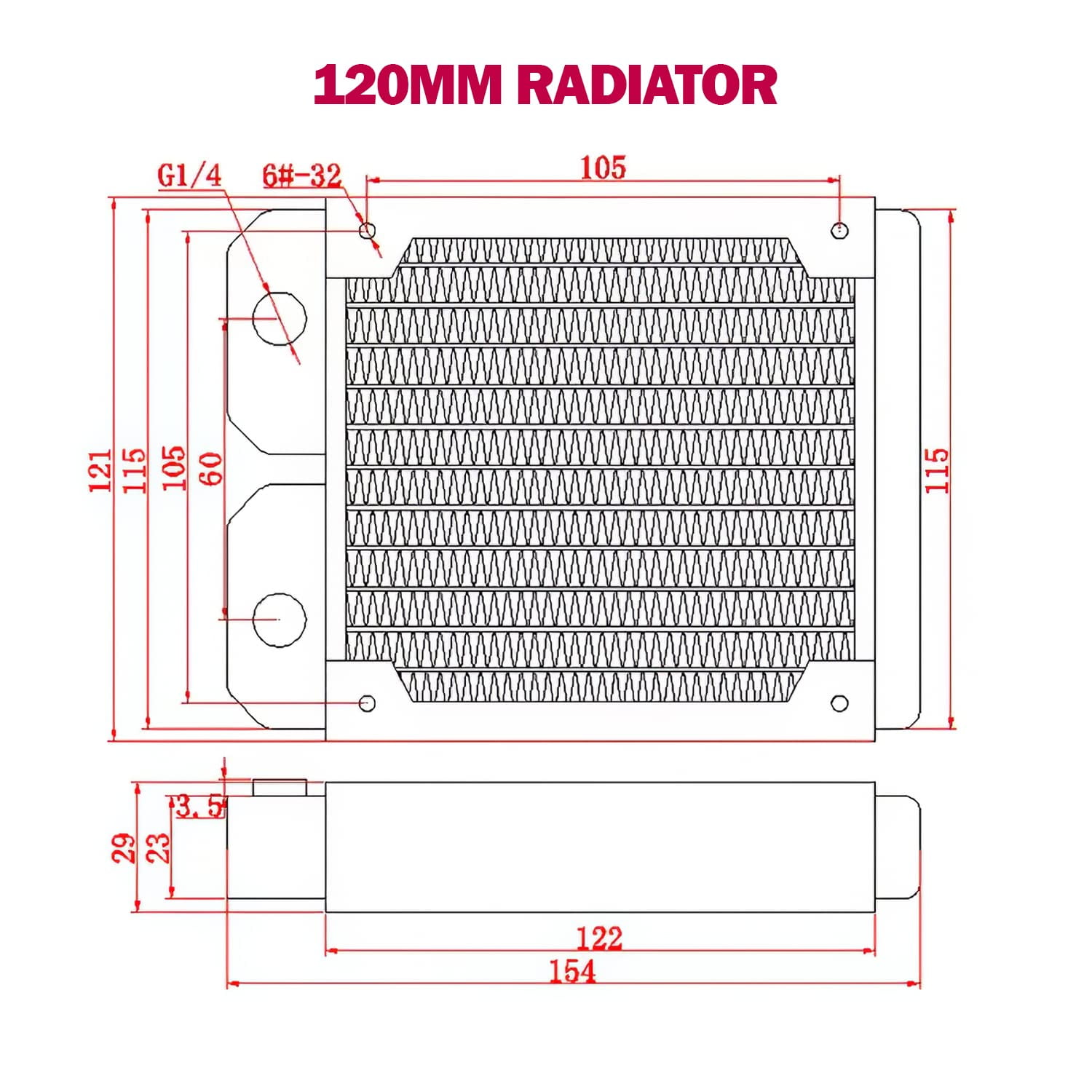 Buy Dracaena Computer Radiator Copper Water Cooling Cooler for CPU Heat Sink Liquid Heat