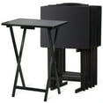 thumbnail image 1 of PJ Wood Folding TV Tray Tables with Compact Storage Rack, Black, 5 Piece Set, 1 of 7