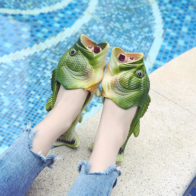 Sandalias Zapatillas De Pescado Tricky Zapatos De Playa Estilo Pescado Creativos Zapatillas De Playa De Peces De Simulación para Hombre