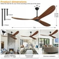 thumbnail image 6 of BOFANG 72 inch Solid Wood Ceiling Fan No Light, Indoor Outdoor Matte Black+Natural, 6 of 6